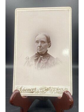 Cabinet Card Lady in Dress Glasses Brooch Spencer Salem Ohio Late 1800s